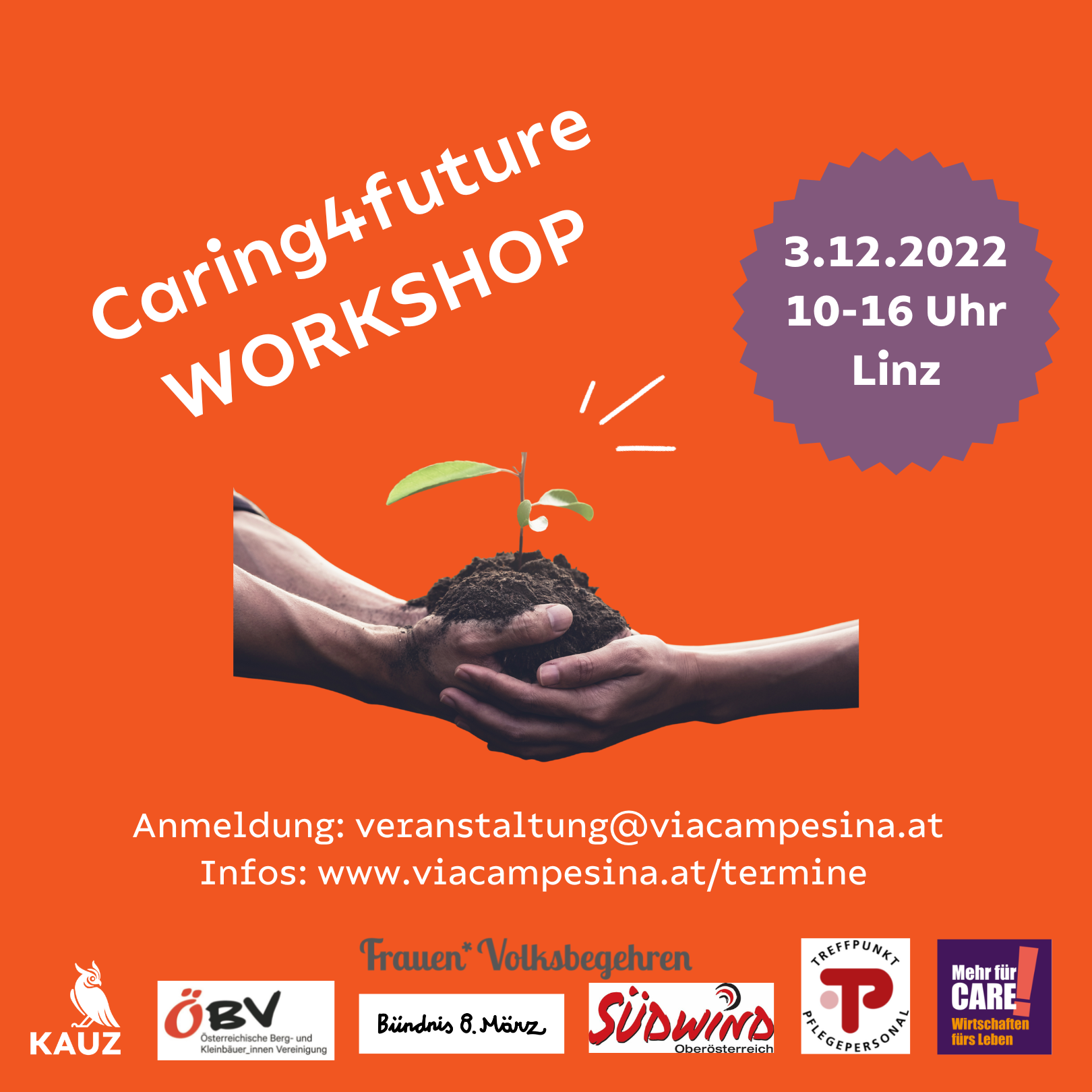 Caring4future Workshop 3.12.2022, 10-14 Uhr, Linz